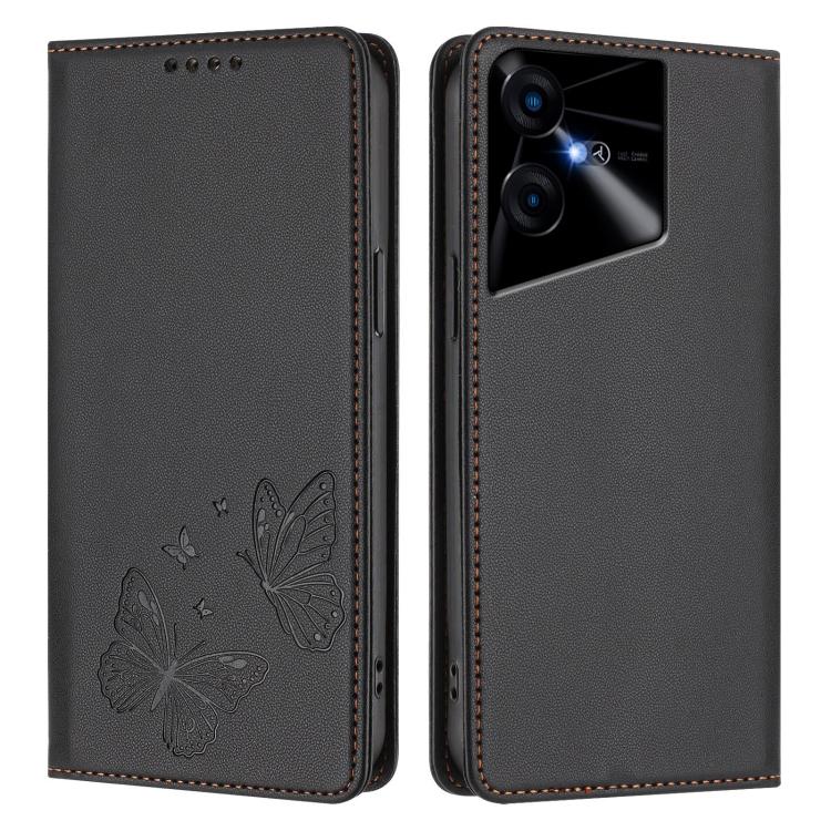 For Tecno Pova Neo 3 Strong Magnetic Dual Butterfly RFID Vegan Leather Phone Case
