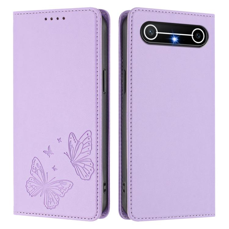 For Tecno Pova Slim / Tecno Spark Slim Strong Magnetic Dual Butterfly RFID Vegan Leather Phone Case