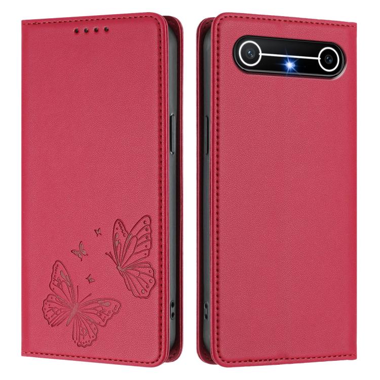 For Tecno Pova Slim / Tecno Spark Slim Strong Magnetic Dual Butterfly RFID Vegan Leather Phone Case