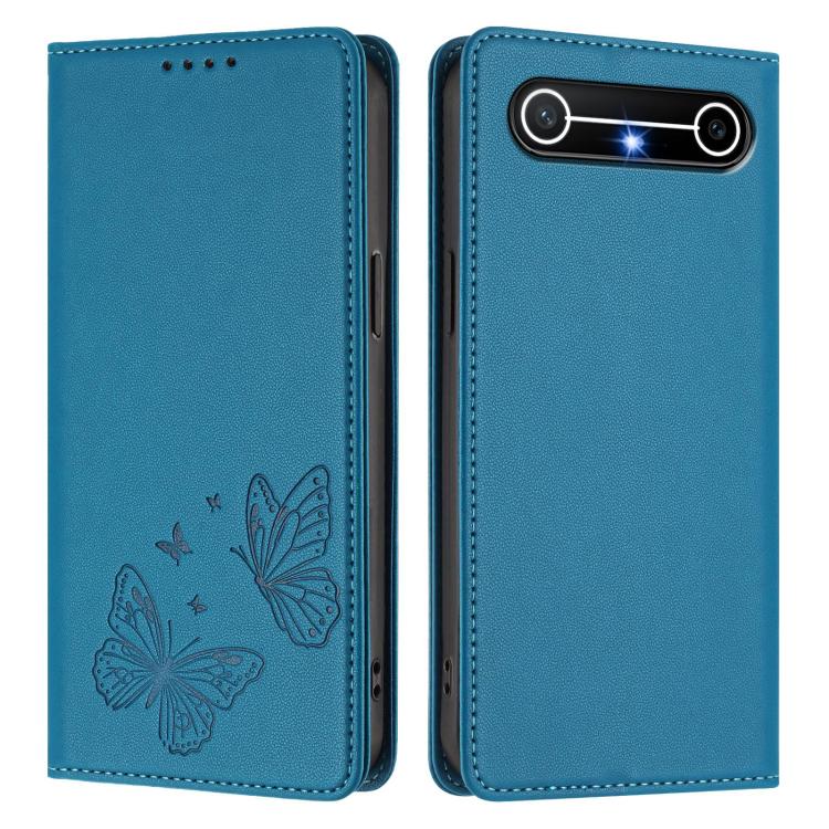 For Tecno Pova Slim / Tecno Spark Slim Strong Magnetic Dual Butterfly RFID Vegan Leather Phone Case