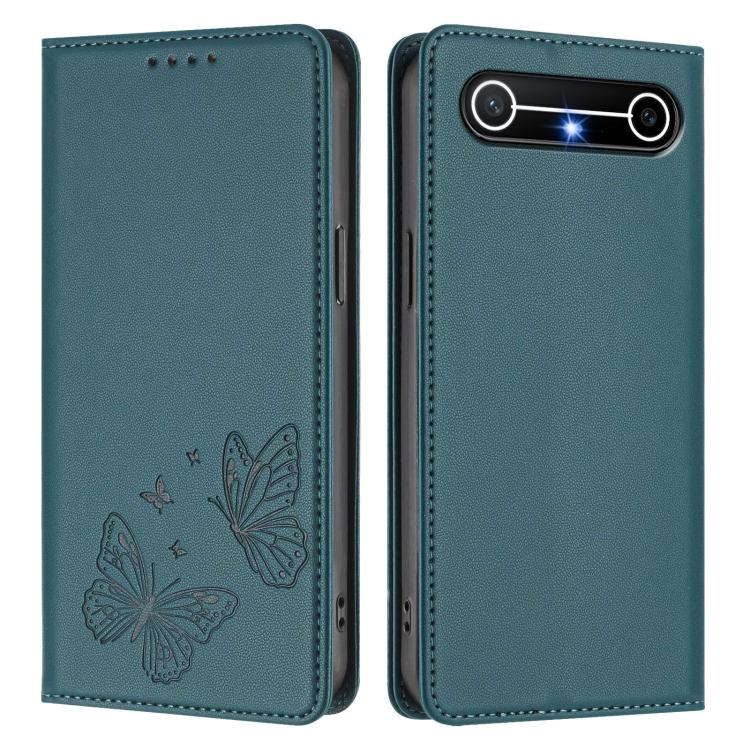 For Tecno Pova Slim / Tecno Spark Slim Strong Magnetic Dual Butterfly RFID Vegan Leather Phone Case