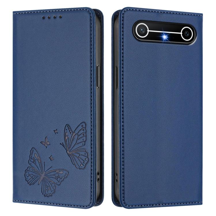 For Tecno Pova Slim / Tecno Spark Slim Strong Magnetic Dual Butterfly RFID Vegan Leather Phone Case
