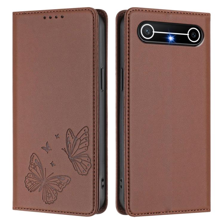 For Tecno Pova Slim / Tecno Spark Slim Strong Magnetic Dual Butterfly RFID Vegan Leather Phone Case