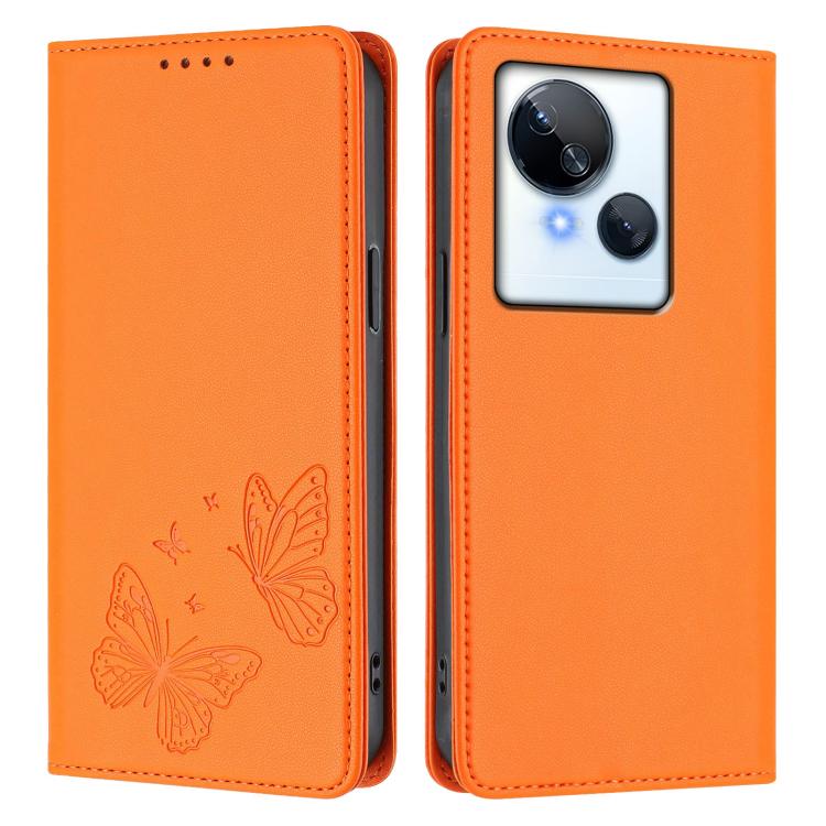 For Tecno Spark 10 5G Strong Magnetic Dual Butterfly RFID Vegan Leather Phone Case