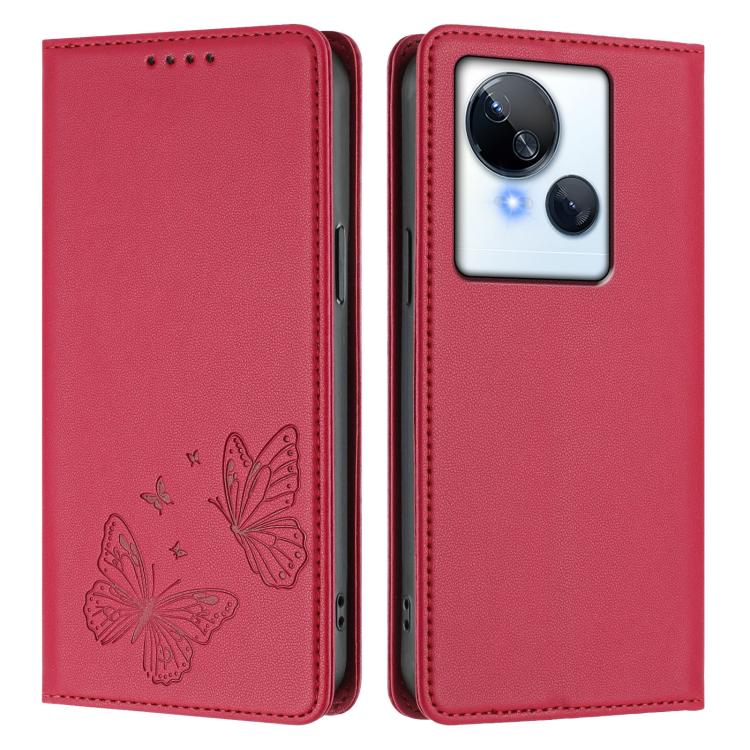 For Tecno Spark 10 5G Strong Magnetic Dual Butterfly RFID Vegan Leather Phone Case