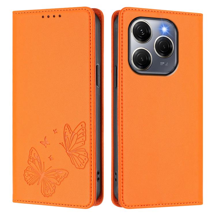 For Tecno Spark 20 Pro 5G Strong Magnetic Dual Butterfly RFID Vegan Leather Phone Case