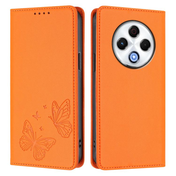 For Tecno Spark 30 4G Strong Magnetic Dual Butterfly RFID Vegan Leather Phone Case