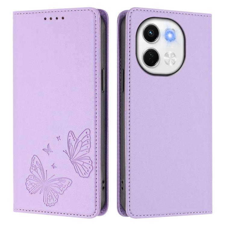 For Tecno Spark 30 5G / Pova 6 Neo 5G Strong Magnetic Dual Butterfly RFID Vegan Leather Phone Case