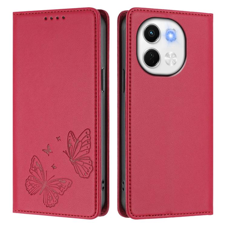 For Tecno Spark 30 5G / Pova 6 Neo 5G Strong Magnetic Dual Butterfly RFID Vegan Leather Phone Case