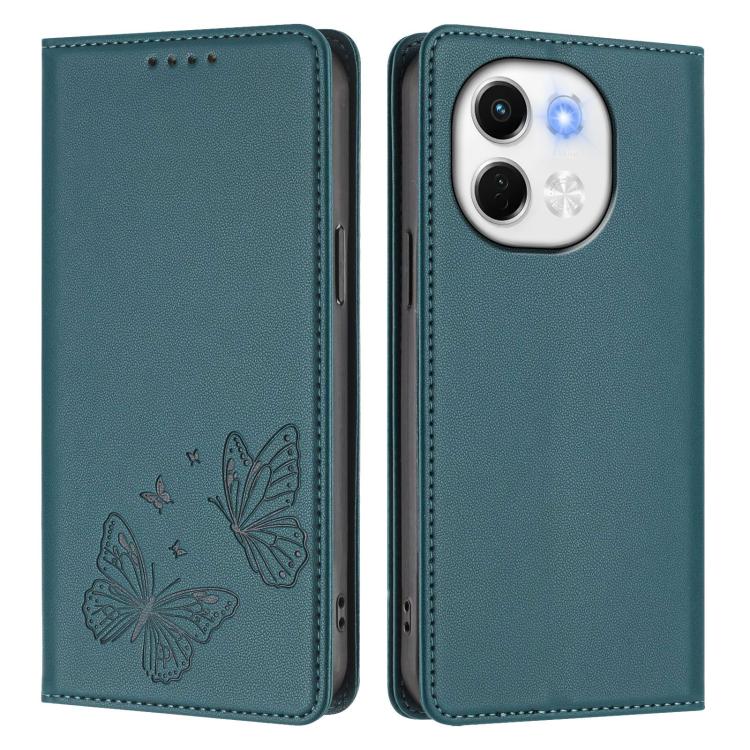For Tecno Spark 30 5G / Pova 6 Neo 5G Strong Magnetic Dual Butterfly RFID Vegan Leather Phone Case