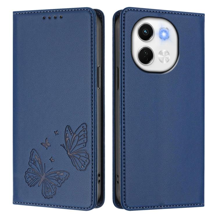 For Tecno Spark 30 5G / Pova 6 Neo 5G Strong Magnetic Dual Butterfly RFID Vegan Leather Phone Case
