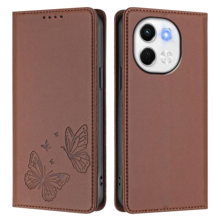 For Tecno Spark 30 5G / Pova 6 Neo 5G Strong Magnetic Dual Butterfly RFID Vegan Leather Phone Case
