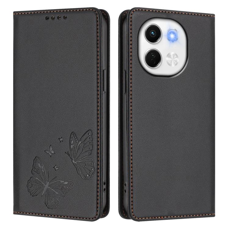 For Tecno Spark 30 5G / Pova 6 Neo 5G Strong Magnetic Dual Butterfly RFID Vegan Leather Phone Case