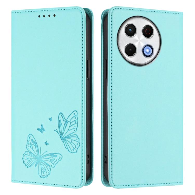 For Tecno Spark 30 Pro Strong Magnetic Dual Butterfly RFID Vegan Leather Phone Case