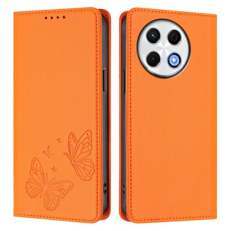 For Tecno Spark 30 Pro Strong Magnetic Dual Butterfly RFID Vegan Leather Phone Case