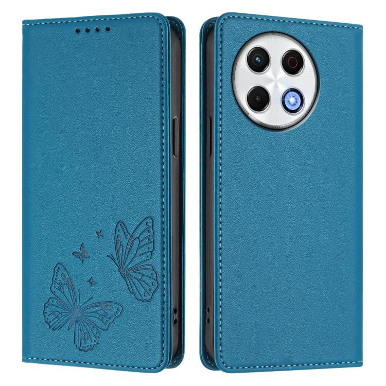 For Tecno Spark 30 Pro Strong Magnetic Dual Butterfly RFID Vegan Leather Phone Case