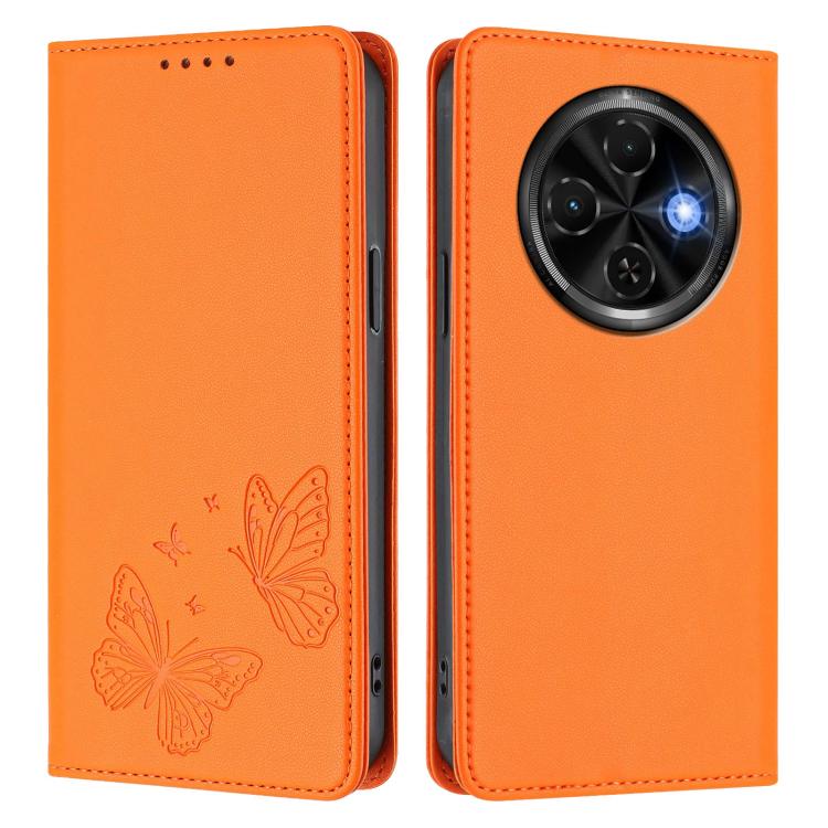 For Tecno Spark 30C Strong Magnetic Dual Butterfly RFID Vegan Leather Phone Case