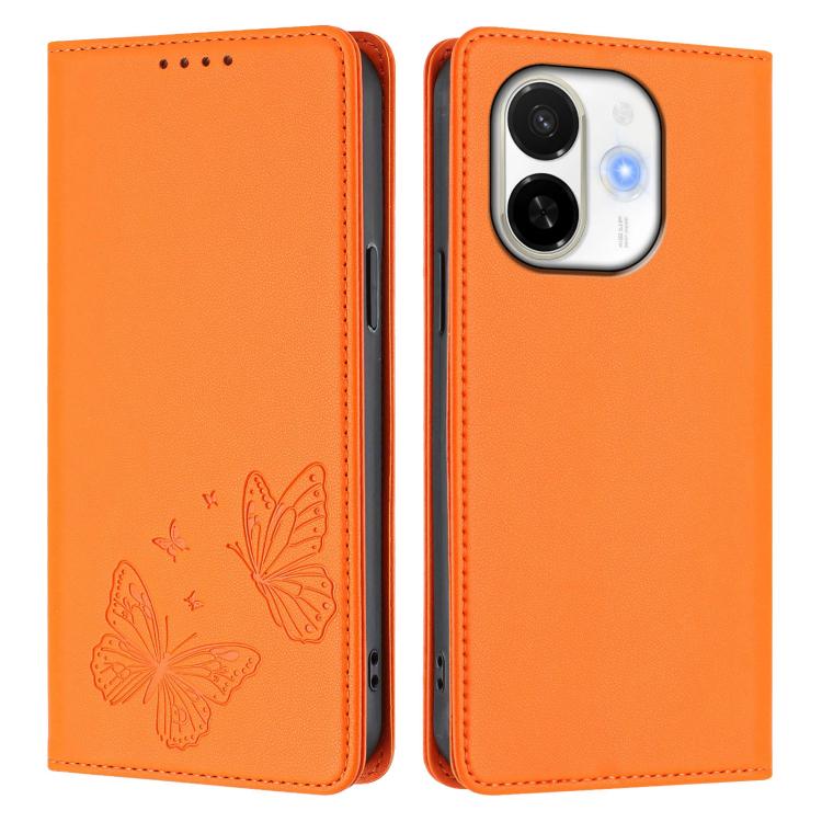 For Tecno Spark 30C 5G / Tecno Pop 9 5G Strong Magnetic Dual Butterfly RFID Vegan Leather Phone Case