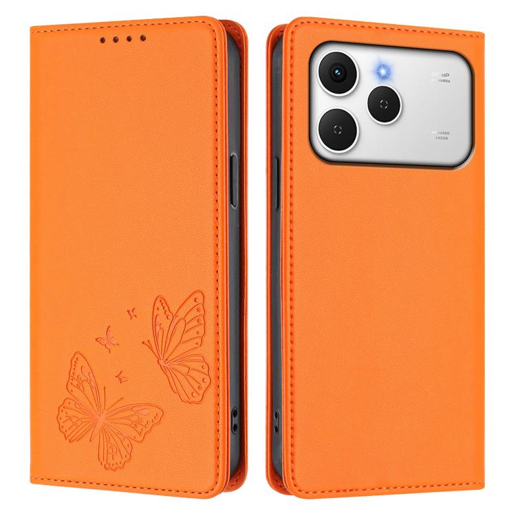 For Tecno Spark 40 4G Strong Magnetic Dual Butterfly RFID Vegan Leather Phone Case