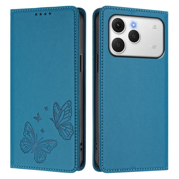 For Tecno Spark 40 4G Strong Magnetic Dual Butterfly RFID Vegan Leather Phone Case