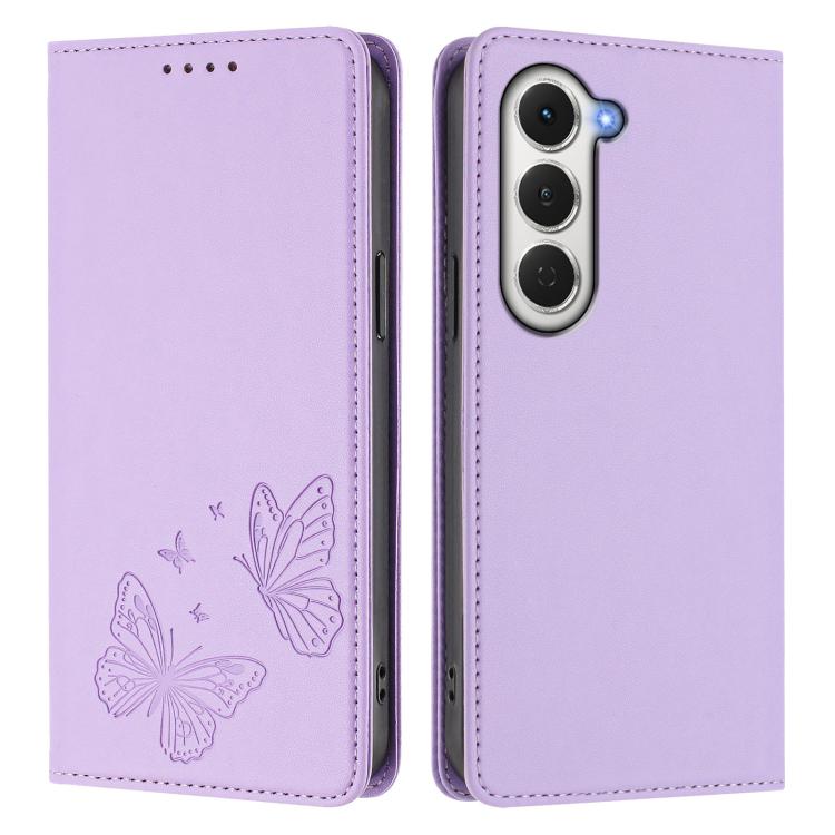 For Tecno Spark 40 Pro 4G Strong Magnetic Dual Butterfly RFID Vegan Leather Phone Case