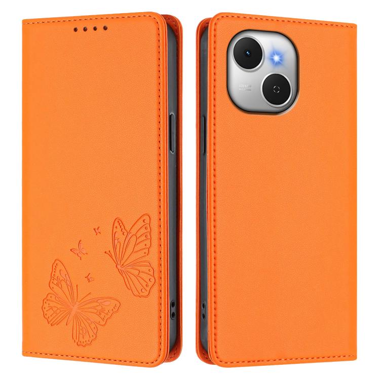 For Tecno Spark 40C Strong Magnetic Dual Butterfly RFID Vegan Leather Phone Case