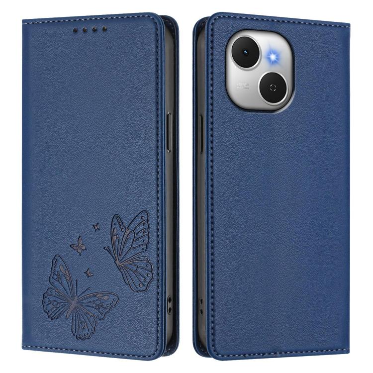 For Tecno Spark 40C Strong Magnetic Dual Butterfly RFID Vegan Leather Phone Case