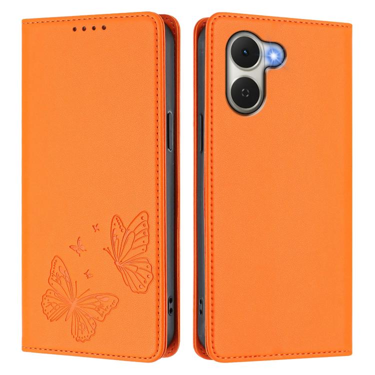 For Tecno Spark Go 3 Strong Magnetic Dual Butterfly RFID Vegan Leather Phone Case