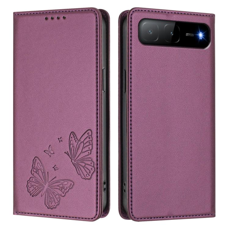 For Tecno Spark Go 5G 2025 / Spark 40 5G Strong Magnetic Dual Butterfly RFID Vegan Leather Phone Case