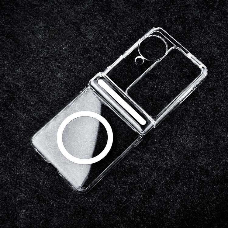 For OPPO Find N3 Flip Transparent PC Dual Axis MagSafe Shockproof Phone Case