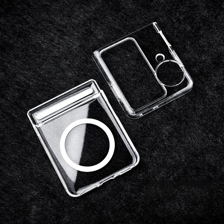 For OPPO Find N3 Flip Transparent PC Dual Axis MagSafe Shockproof Phone Case