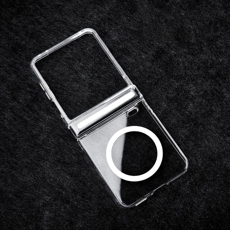For Honor Magic V Flip 2 Transparent PC Dual Axis MagSafe Shockproof Phone Case