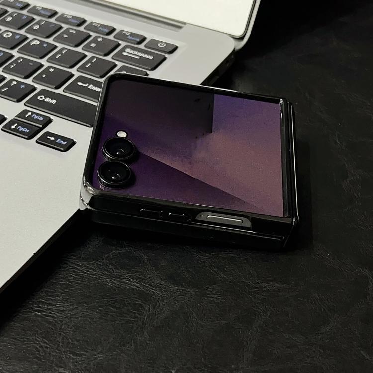 For Samsung Galaxy Z Flip7 Integrated Magnetic Axis Crazy Horse Texture Phone Case with Magnetic Ring