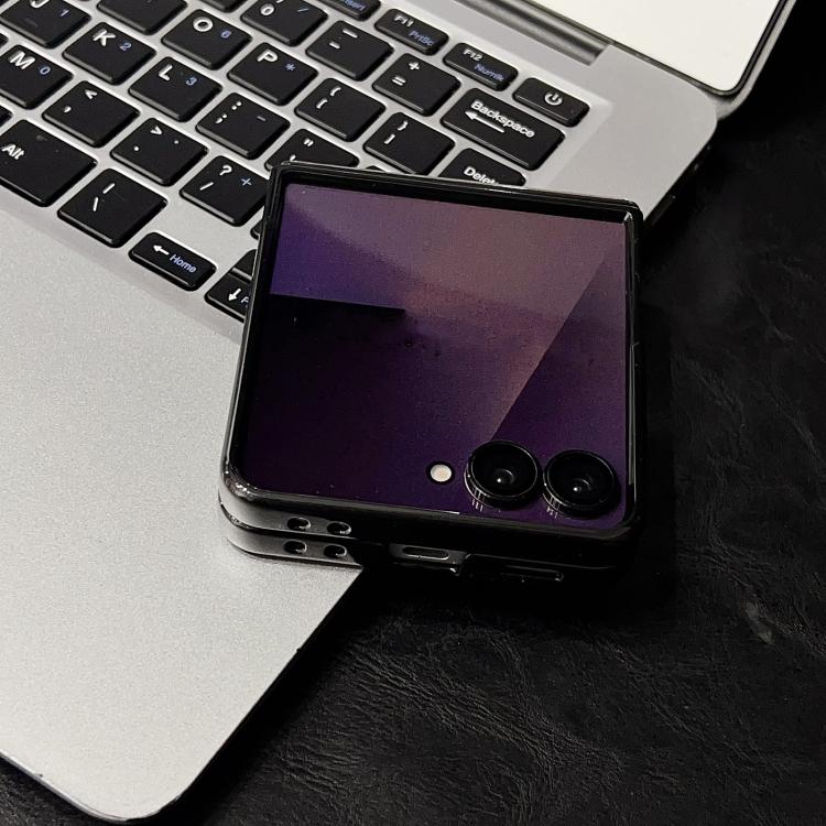 For Samsung Galaxy Z Flip7 Integrated Magnetic Axis Crazy Horse Texture Phone Case with Magnetic Ring