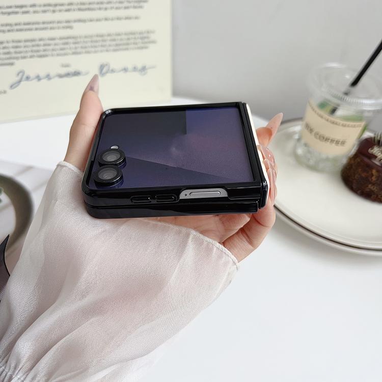 For Samsung Galaxy Z Flip7 Integrated Magnetic Axis Solid Color Leather Texture Phone Case with Magnetic Ring