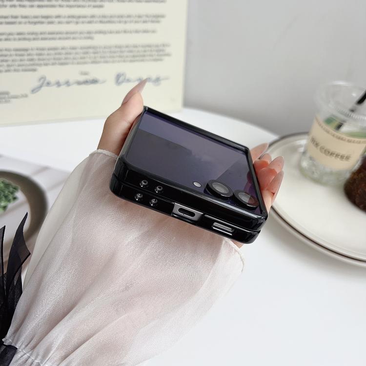 For Samsung Galaxy Z Flip7 Integrated Magnetic Axis Solid Color Leather Texture Phone Case with Magnetic Ring