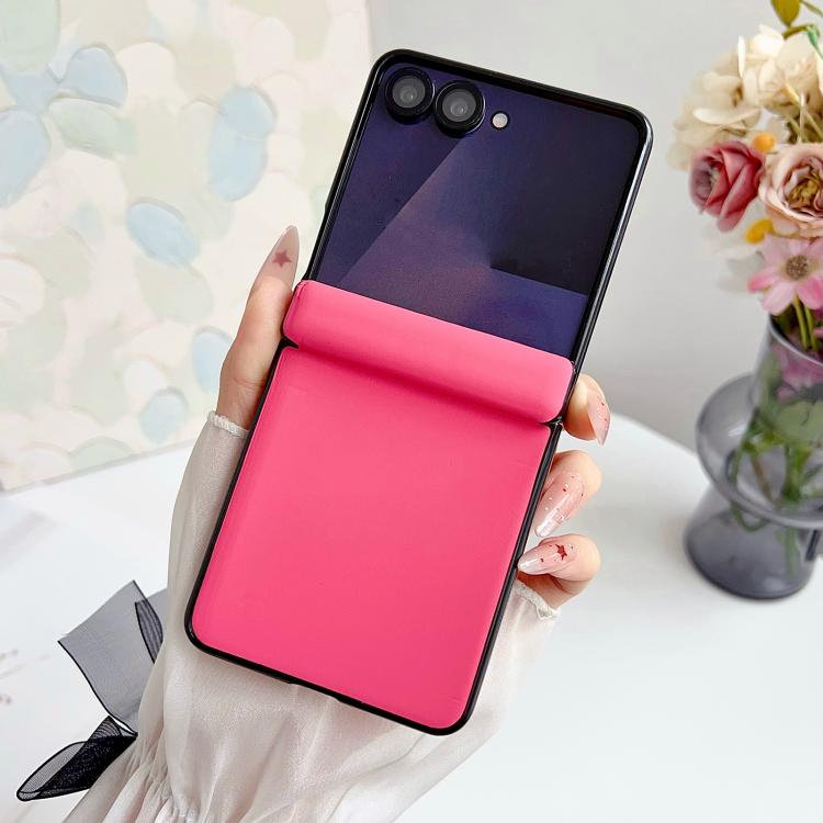 For Samsung Galaxy Z Flip7 Integrated Magnetic Axis Solid Color Leather Texture Phone Case