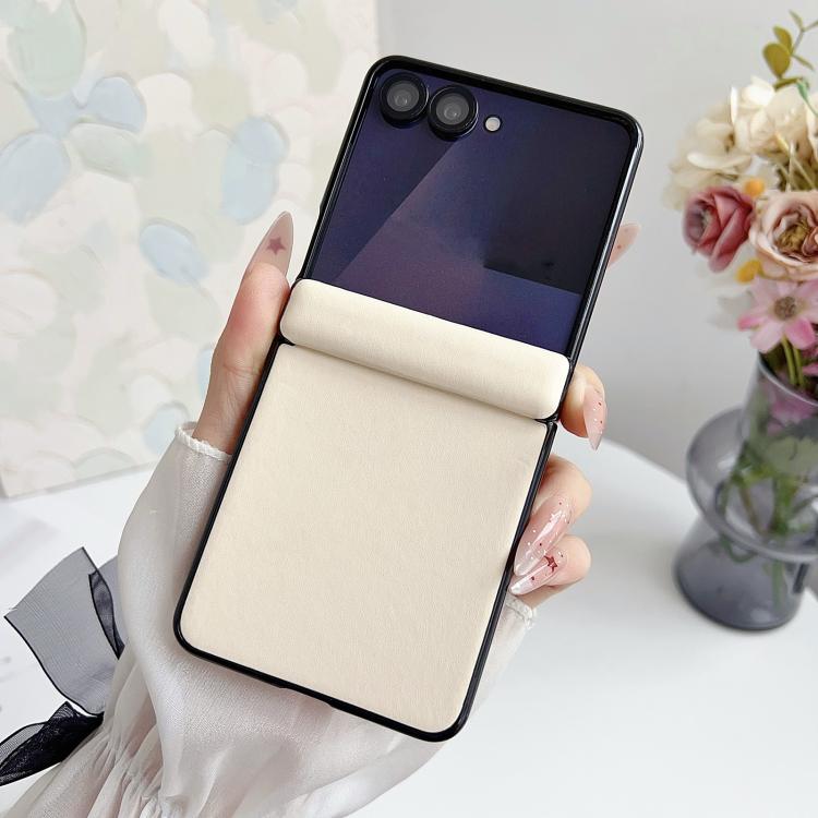 For Samsung Galaxy Z Flip7 Integrated Magnetic Axis Solid Color Leather Texture Phone Case