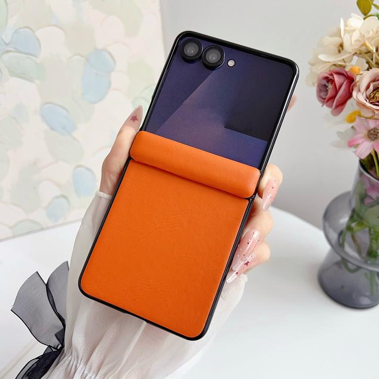 For Samsung Galaxy Z Flip7 Integrated Magnetic Axis Solid Color Leather Texture Phone Case