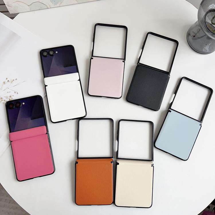 For Samsung Galaxy Z Flip7 Integrated Magnetic Axis Solid Color Leather Texture Phone Case