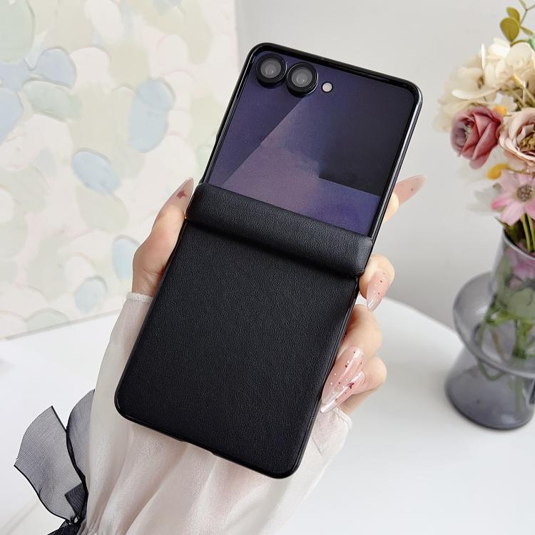 For Samsung Galaxy Z Flip7 Integrated Magnetic Axis Solid Color Leather Texture Phone Case