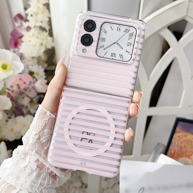 For Huawei nova Flip S PC Matte Striped Magnetic Phone Case