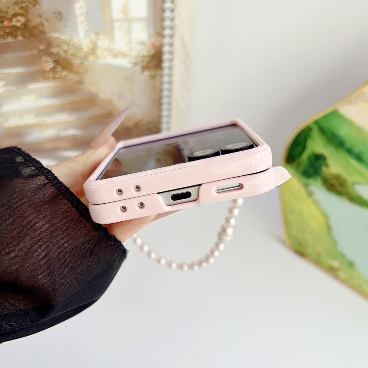 For Samsung Galaxy Z Flip7 5G Crocodile Pattern Side Buckle PC Phone Case with DIY Bead Chain