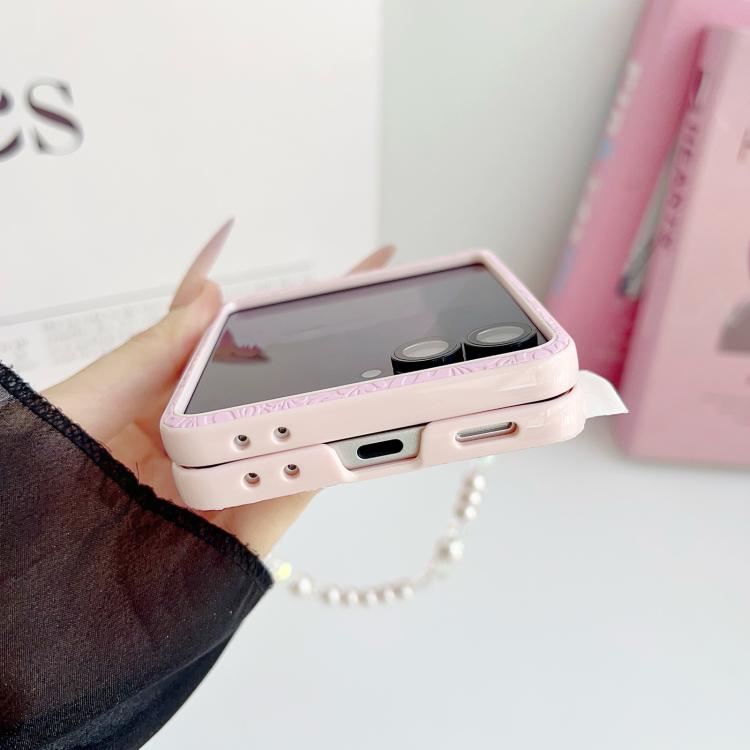 For Samsung Galaxy Z Flip7 5G Lucky Cloud Pattern Side Buckle PC Phone Case with Butterfly Chain