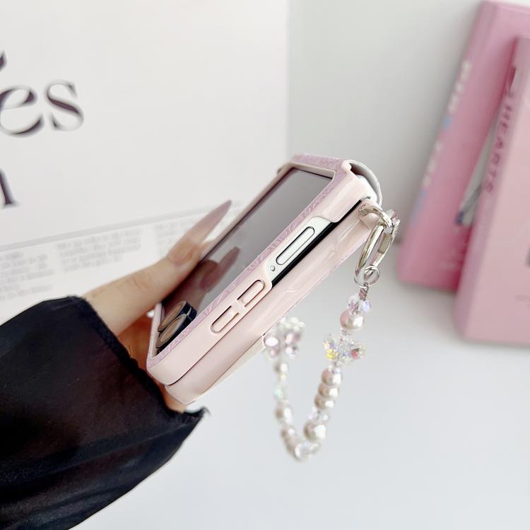 For Samsung Galaxy Z Flip5 5G Lucky Cloud Pattern Side Buckle PC Phone Case with Butterfly Chain