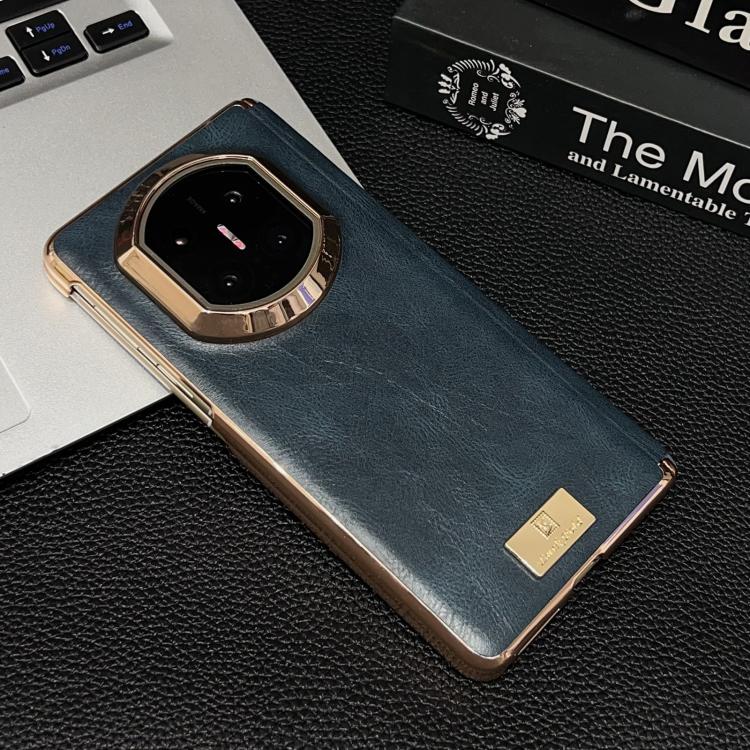 For Huawei Mate X7 Electroplate Dual Axis Crazy Horse Texture PU Phone Case