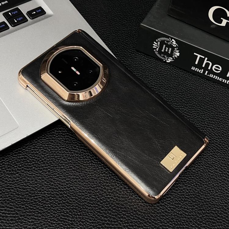 For Huawei Mate X7 Electroplate Dual Axis Crazy Horse Texture PU Phone Case
