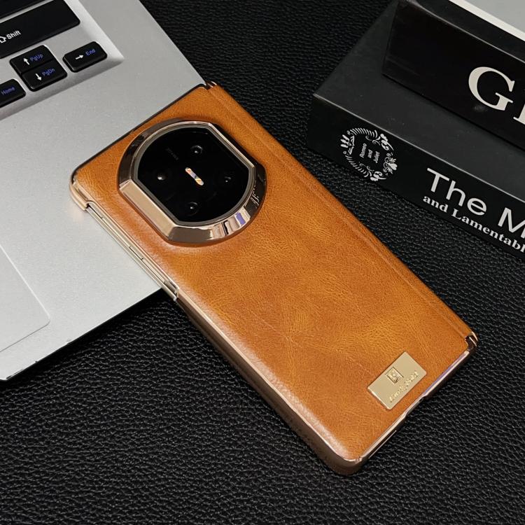 For Huawei Mate X7 Electroplate Dual Axis Crazy Horse Texture PU Phone Case