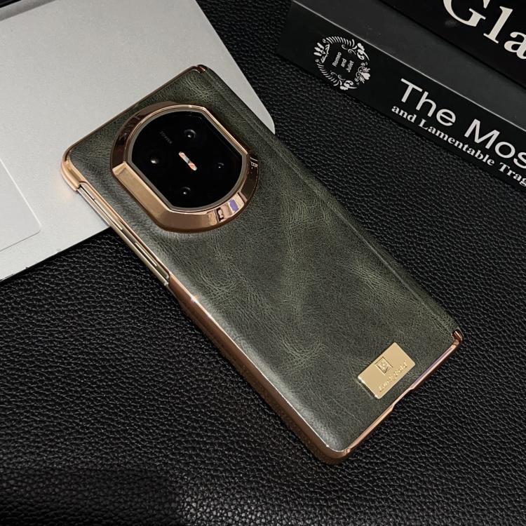 For Huawei Mate X7 Electroplate Dual Axis Crazy Horse Texture PU Phone Case