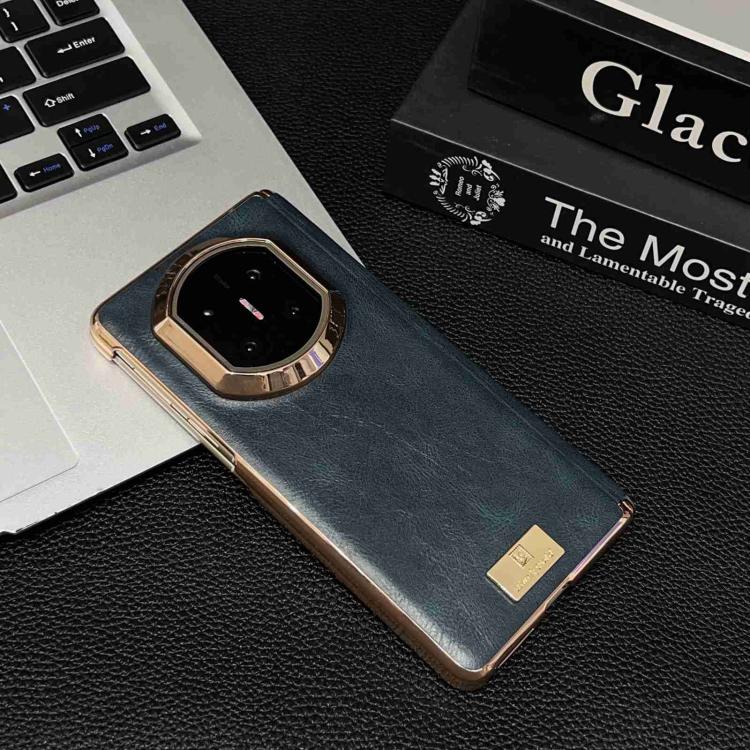 For Huawei Mate X5 Electroplate Dual Axis Crazy Horse Texture PU Phone Case